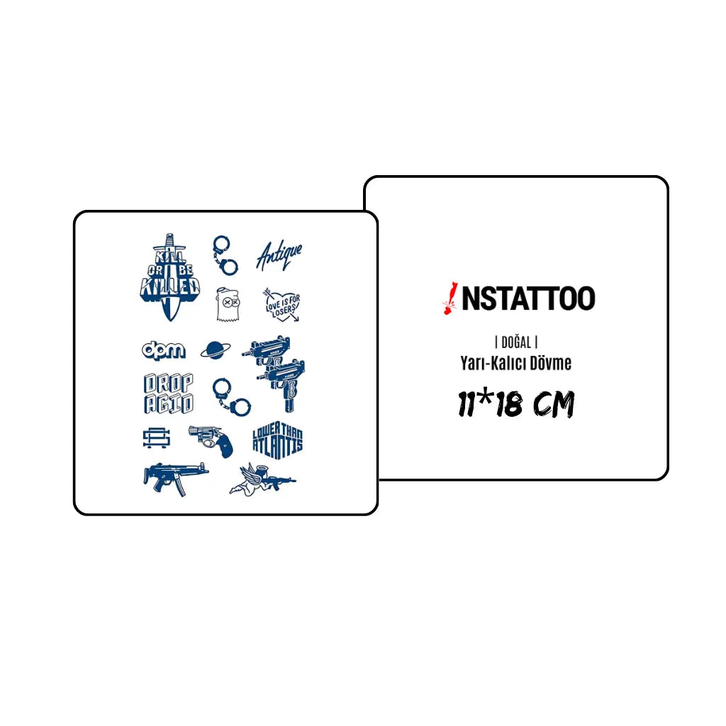 (15 Tattoo) UZI -Halb-permanentes Tattoo