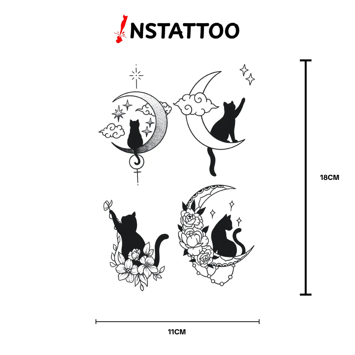 Cosmic Kitten Couple - Halb-permanentes Tattoo