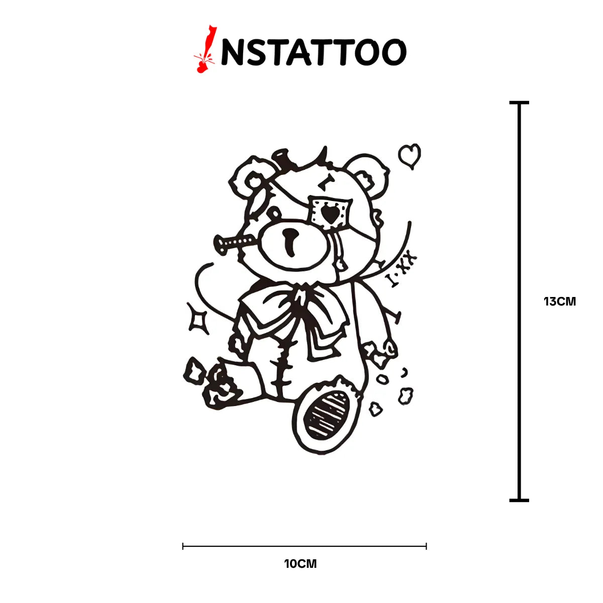 Tired Teddy - Halb-permanentes Tattoo