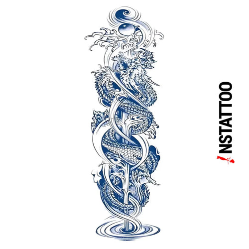 (Full Sleeve) Mizuragon - Halb-permanentes Tattoo