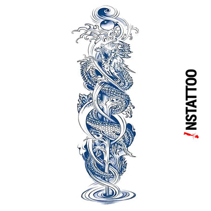 (Full Sleeve) Mizuragon - Halb-permanentes Tattoo