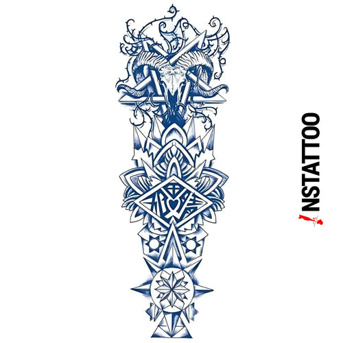 (Full Sleeve) Baphomet - Halb-permanentes Tattoo