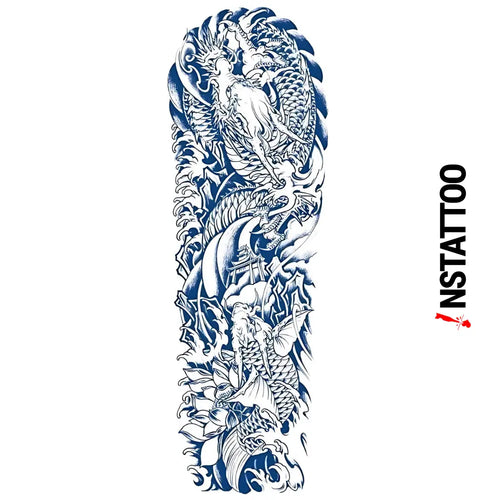 (Full Sleeve) Ryujin - Halb-permanentes Tattoo