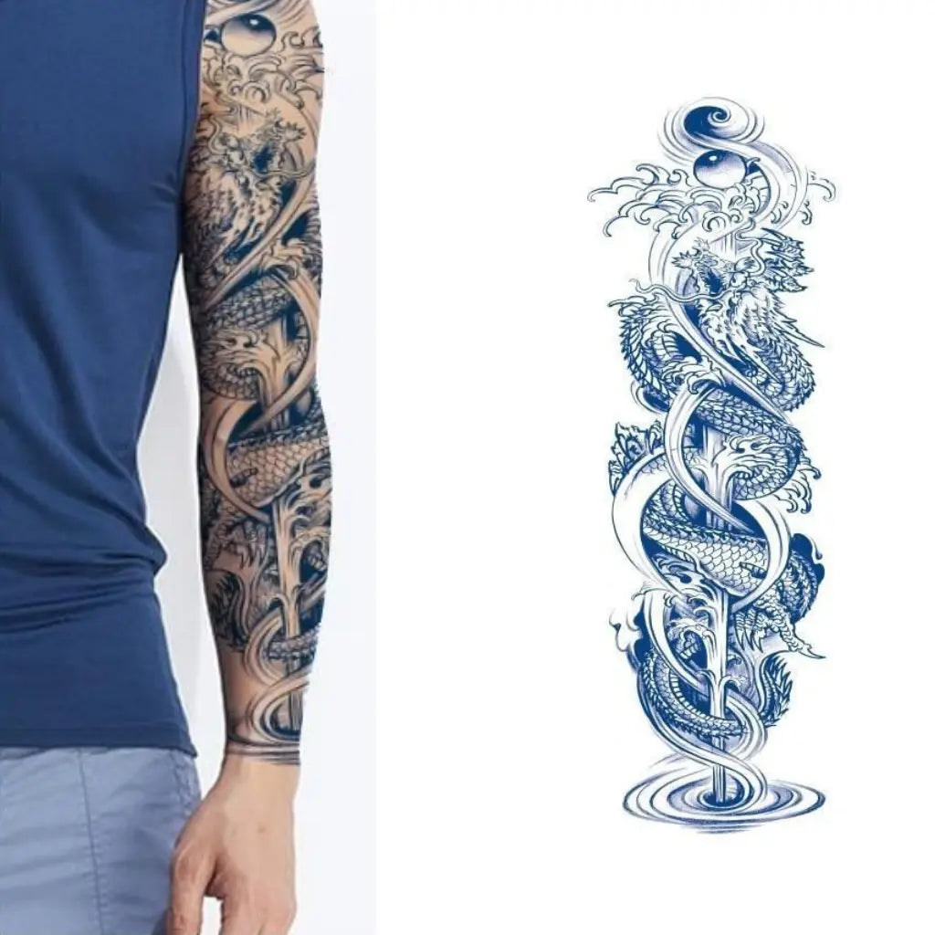 (Full Sleeve) Mizuragon - Halb-permanentes Tattoo