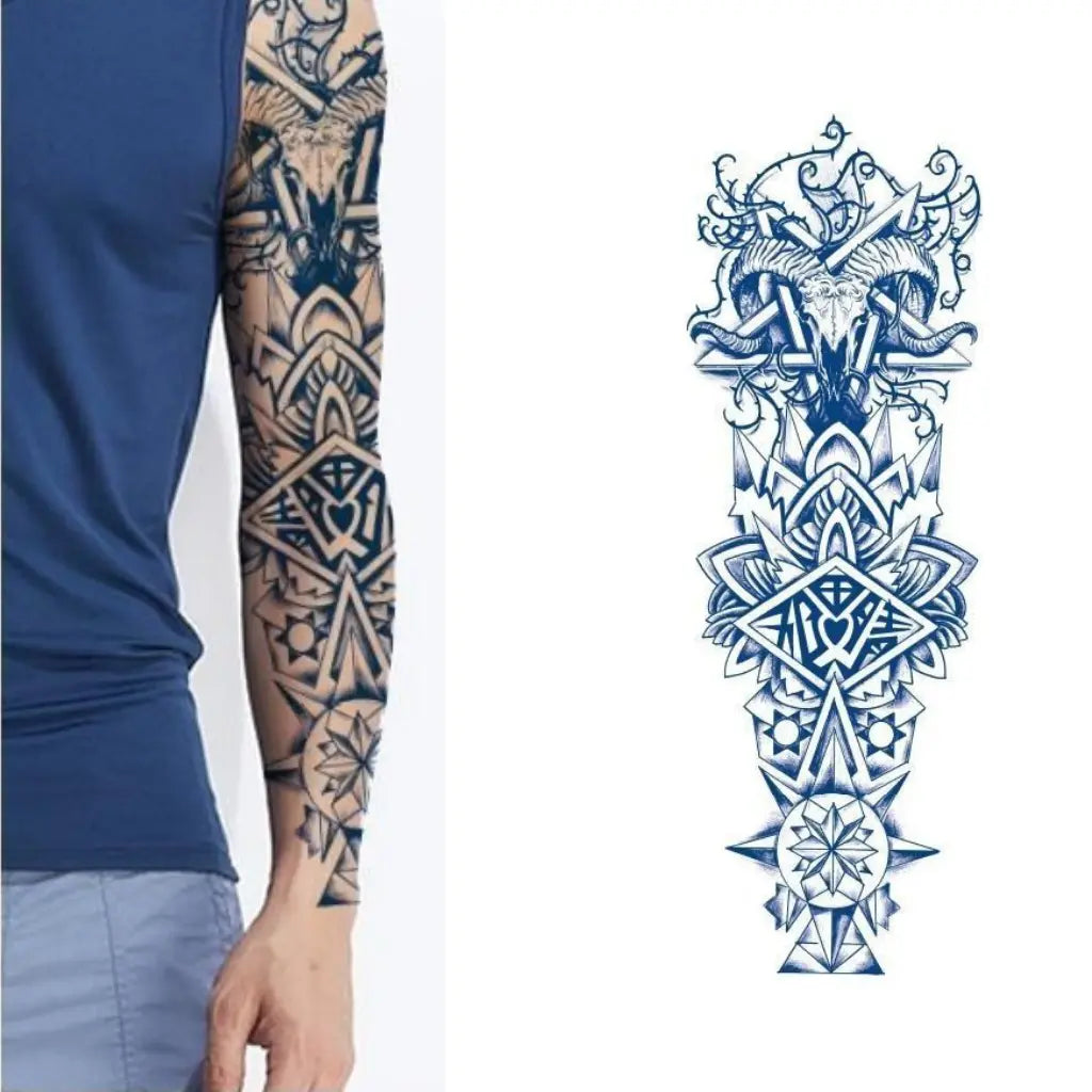 (Full Sleeve) Baphomet - Halb-permanentes Tattoo