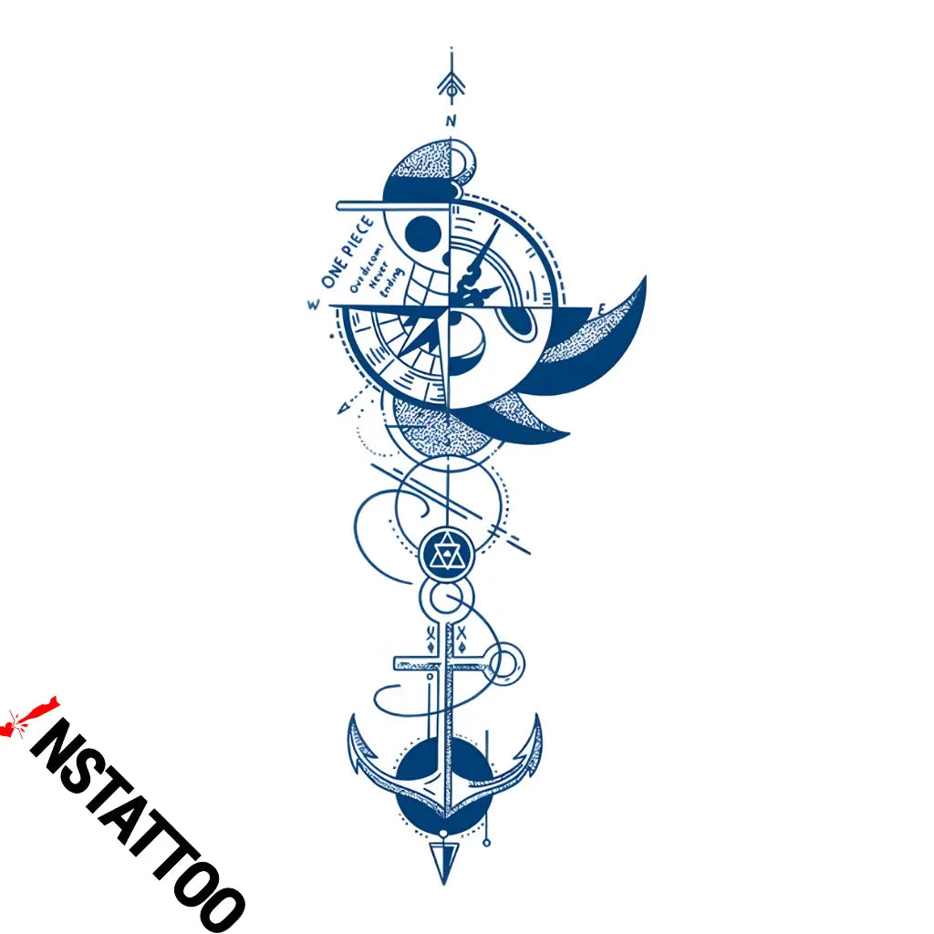 (OP) Straw Hat Compass - Halb-permanentes Tattoo