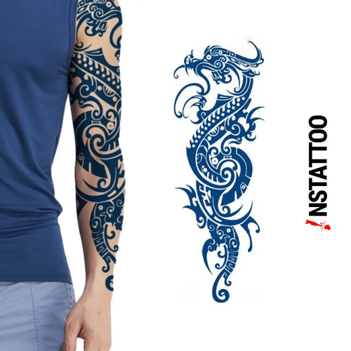 (Full Sleeve) Longshen - Halb-permanentes Tattoo