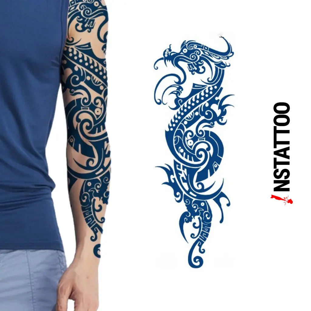 (Full Sleeve) Longshen - Halb-permanentes Tattoo
