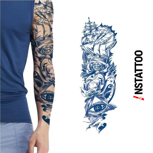 (Full Sleeve) SeaSmoke - Halb-permanentes Tattoo