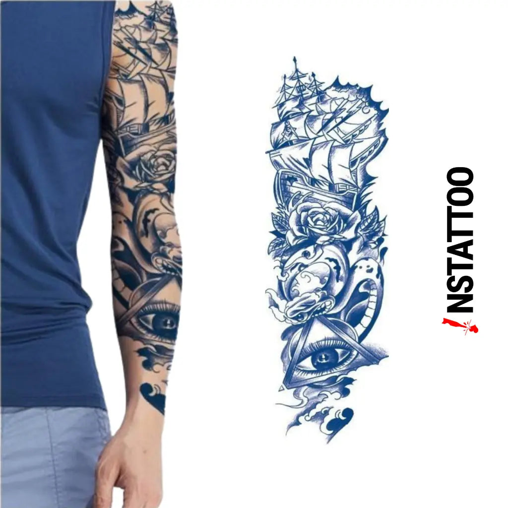 (Full Sleeve) SeaSmoke - Halb-permanentes Tattoo