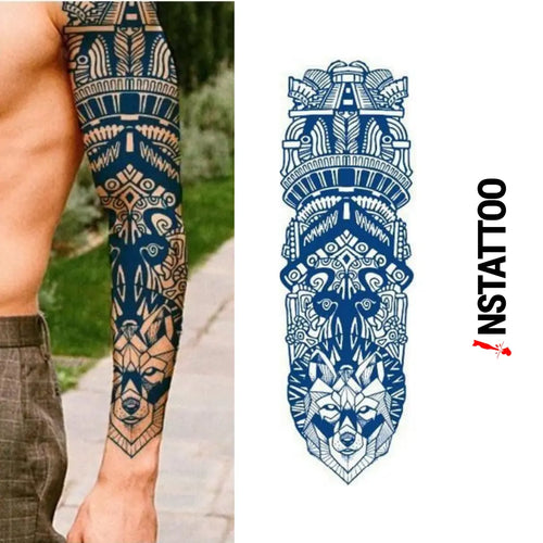 (Full Sleeve) Civilization - Halb-permanentes Tattoo