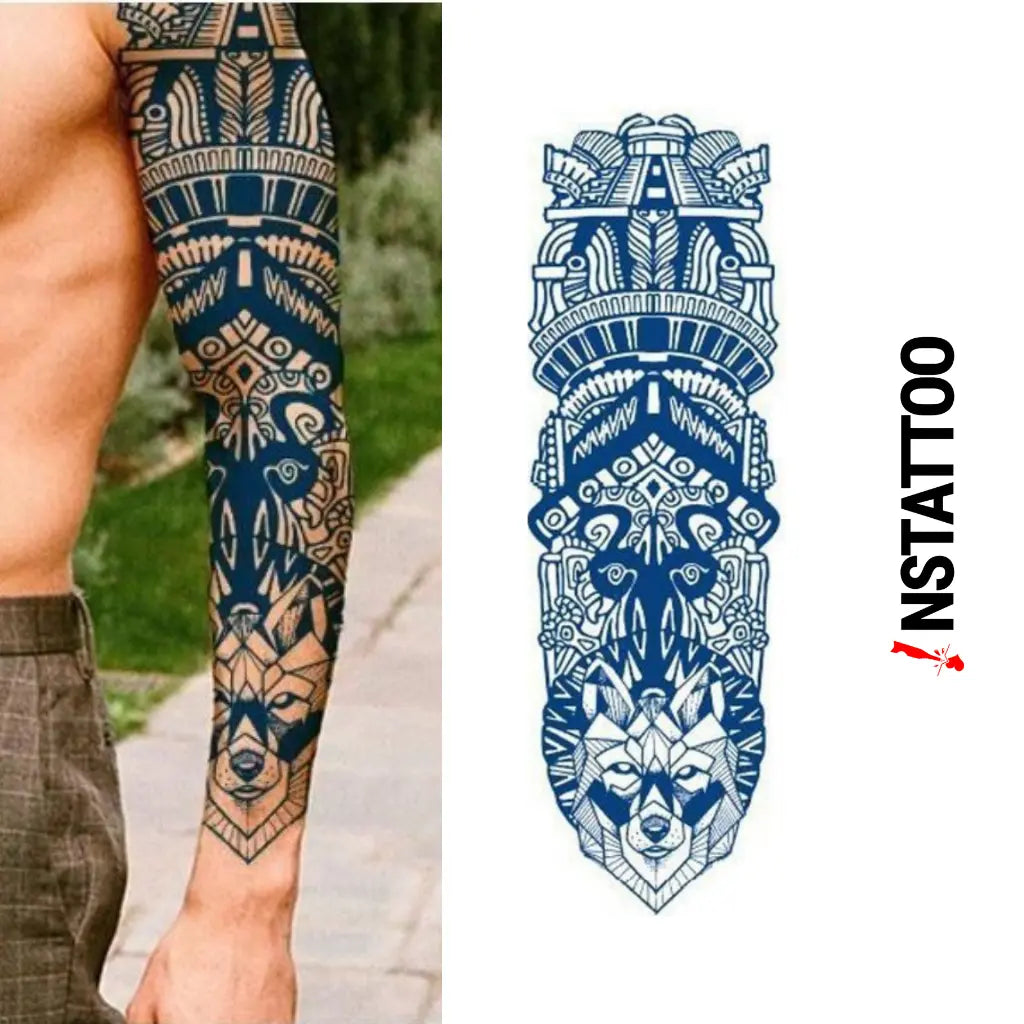 (Full Sleeve) Civilization - Halb-permanentes Tattoo