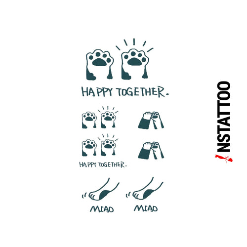 Meow Couple  - Halb-permanentes Tattoo