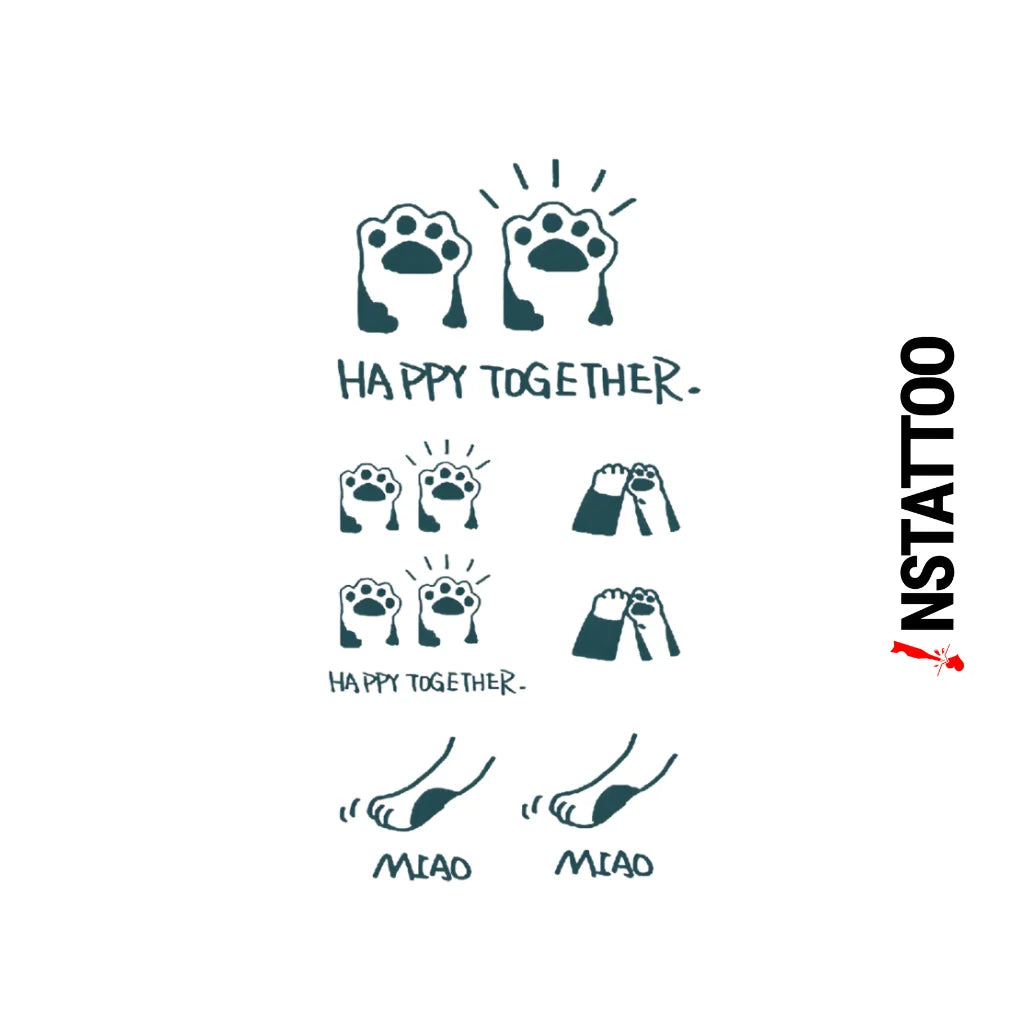 Meow Couple  - Halb-permanentes Tattoo