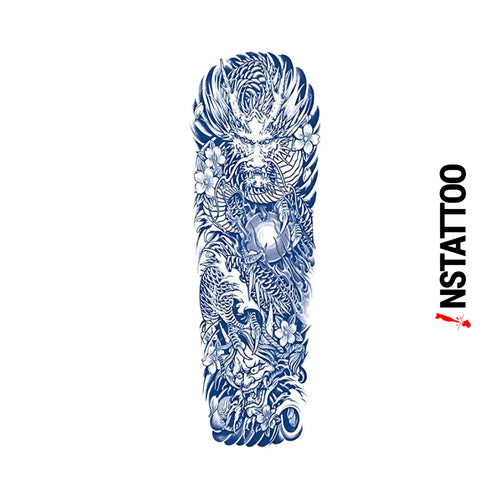 (Full Sleeve) Smaug - Halb-permanentes Tattoo