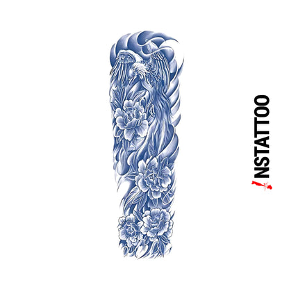 (Full Sleeve) Hawk - Halb-permanentes Tattoo