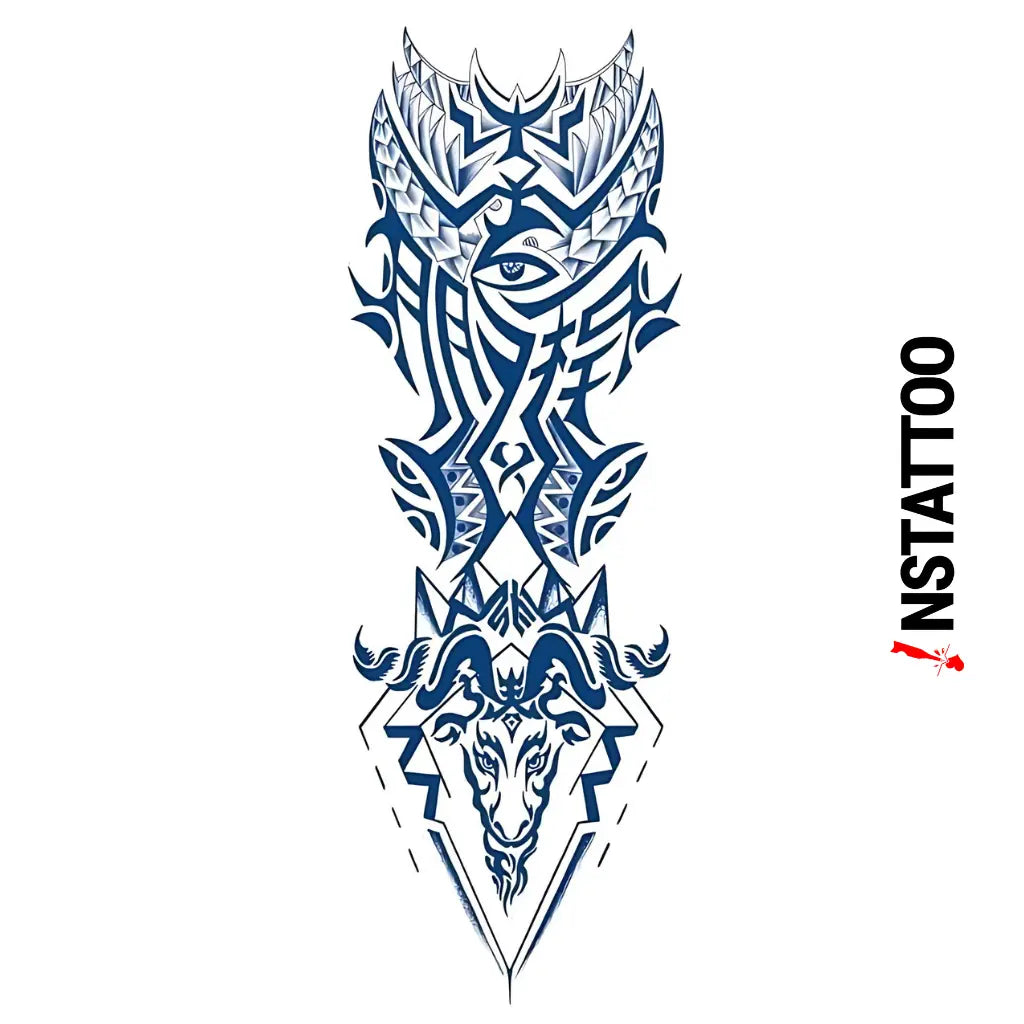 (Full Sleeve) Osiris - Halb-permanentes Tattoo