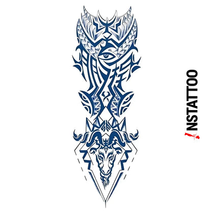 (Full Sleeve) Osiris - Halb-permanentes Tattoo