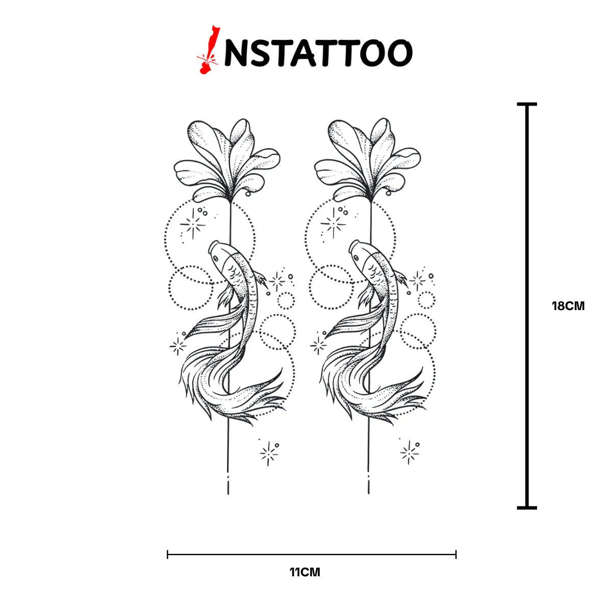Cosmic Koi Couple -Halb-permanentes Tattoo