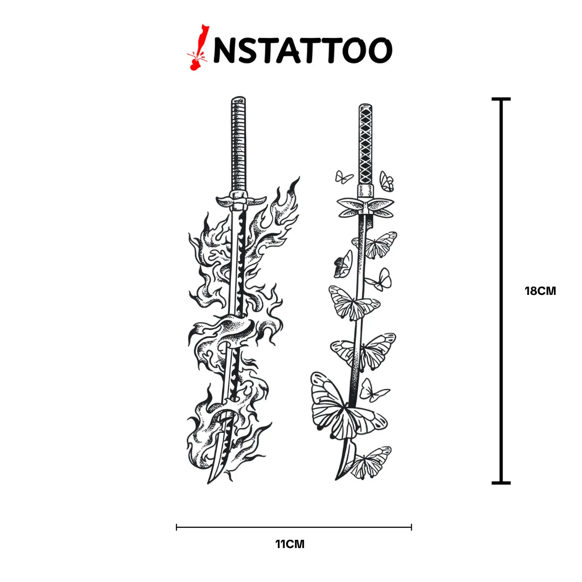 Fire and Fly -Halb-permanentes Tattoo