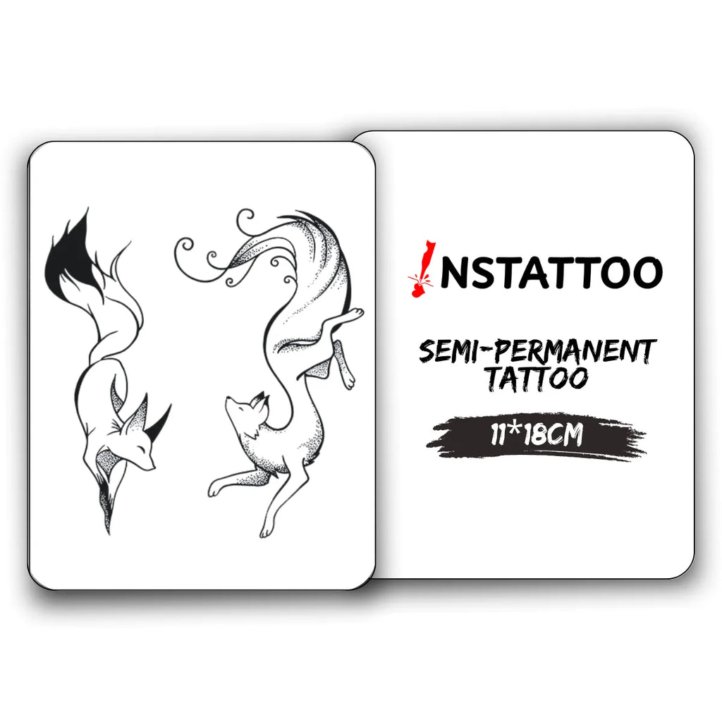 Kitsune Couple - Halb-permanentes Tattoo