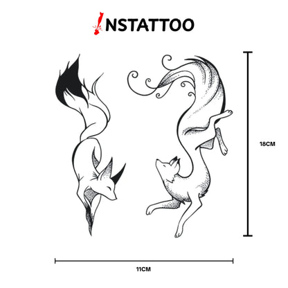 Kitsune Couple - Halb-permanentes Tattoo