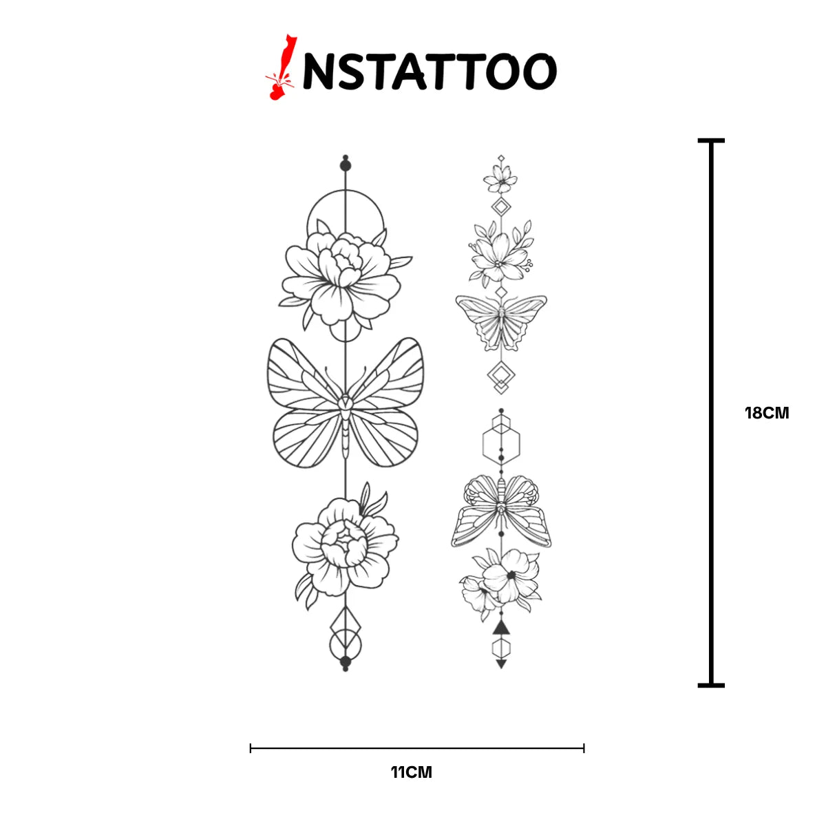 Rose 2 Parça - Halb-permanentes Tattoo